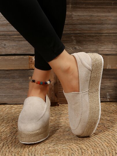 Women's Elevated Platform Chunky Heel Shoes, Spring & Autumn Casual Wedges