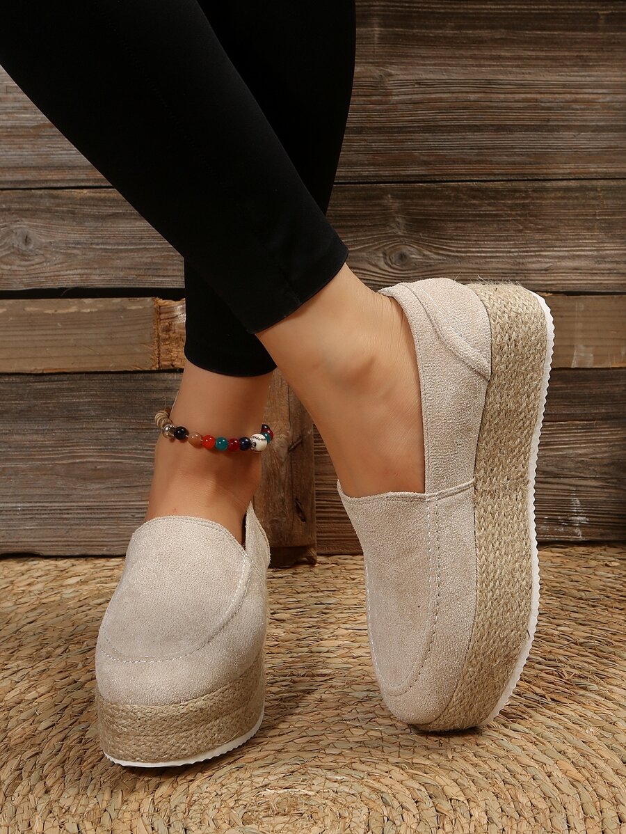 Women's Elevated Platform Chunky Heel Shoes, Spring & Autumn Casual Wedges - Beige - View 1