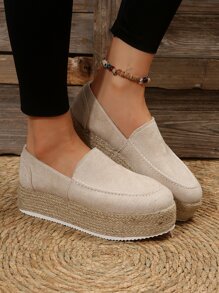 Women's Elevated Platform Chunky Heel Shoes, Spring & Autumn Casual Wedges - Beige - View 3
