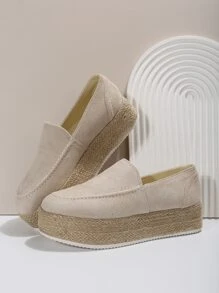 Women's Elevated Platform Chunky Heel Shoes, Spring & Autumn Casual Wedges - Beige - View 5