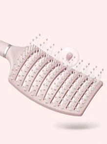 1pc Large Curved Anti-static Plastic Brush With 9 Rows Of Teeth For Voluminous, Ribbed & Massage Effect, Suitable For Hair Styling For Men & Women, Suitable For Long & Thick Hair, Paddle Shape Hair Comb. - Pink - View 4