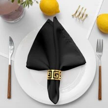 6pcs Set Premium Flat Weave Plain Square Napkins - Black - View 1