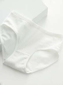 Simple Solid Color Underwear Women's Mid-Waist Breathable Thin Brief Breathable Antibacterial 5Pcs - Multicolor - View 2