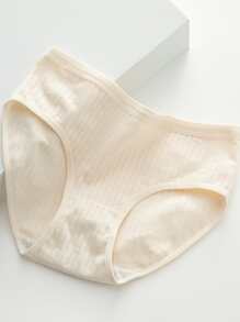 Simple Solid Color Underwear Women's Mid-Waist Breathable Thin Brief Breathable Antibacterial 5Pcs - Multicolor - View 4