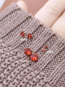 1pair 925 Sterling Silver Earring With Red Ruby & Cubic Zirconia, Fashionable Mini Daily Casual Women's Stud Earring Holiday - Yellow Gold - View 4