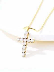 ZG YING ZHOU ZGYZ 1 件时尚不锈钢 316L 金吊坠项链，带 3A 方晶锆石，情侣/婚礼/派对配饰，奢华蛇链吊坠项链