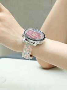 1pc 20mm Samsung Galaxy Strap Is Comfortable And Waterproof, Compatible With Samsung Galaxy Watch 4/5/6/7 40mm 44mm, Unisex Samsung Galaxy Strap, Stylish And Light Resin Small Waist Samsung Strap With Rose Gold Metal Buckle, Rainbow Transparent Strap, Quick-Release Crystal Strap, Compatible With Samsung Strap Galaxy 5/4 40mm 44mm/Pro 45mm, Galaxy Active 2 40mm/Active 40mm - Clear - View 6