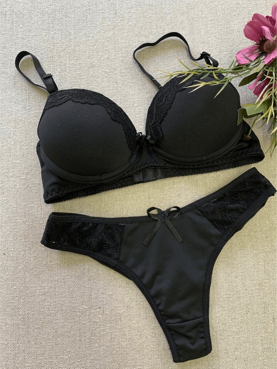 Women Bra & Panty Sets - 黑色 - 查看 1