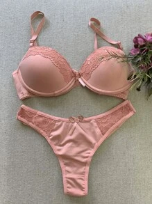 Women Bra & Panty Sets - 乾枯玫瑰色 - 查看 1