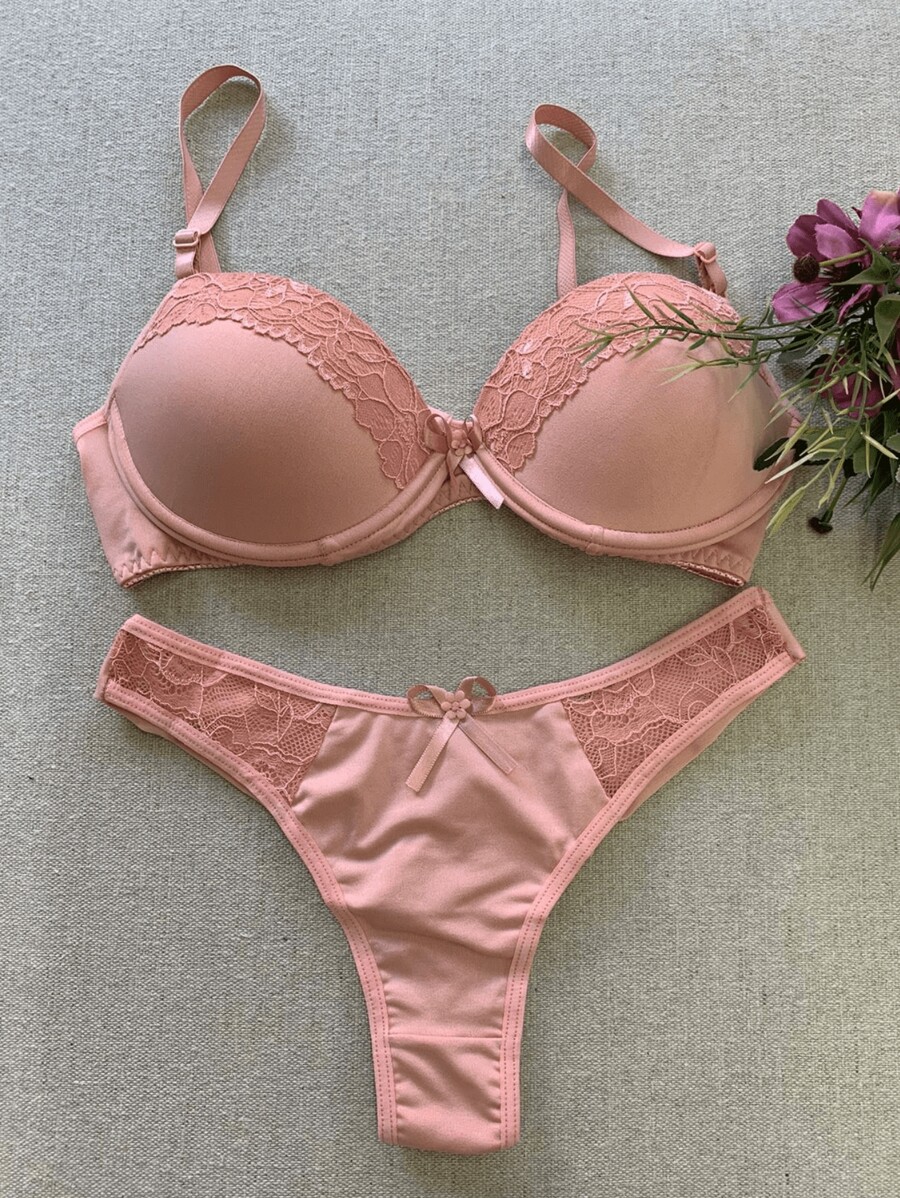 Women Bra & Panty Sets - 乾枯玫瑰色 - 查看 1