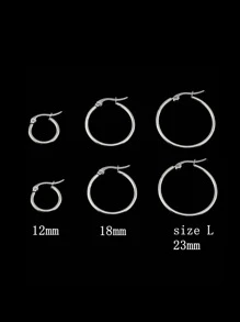 1對925純銀簡約大圈耳環，夏日必備單品，適合女神般女士 - 銀色 - 查看 9