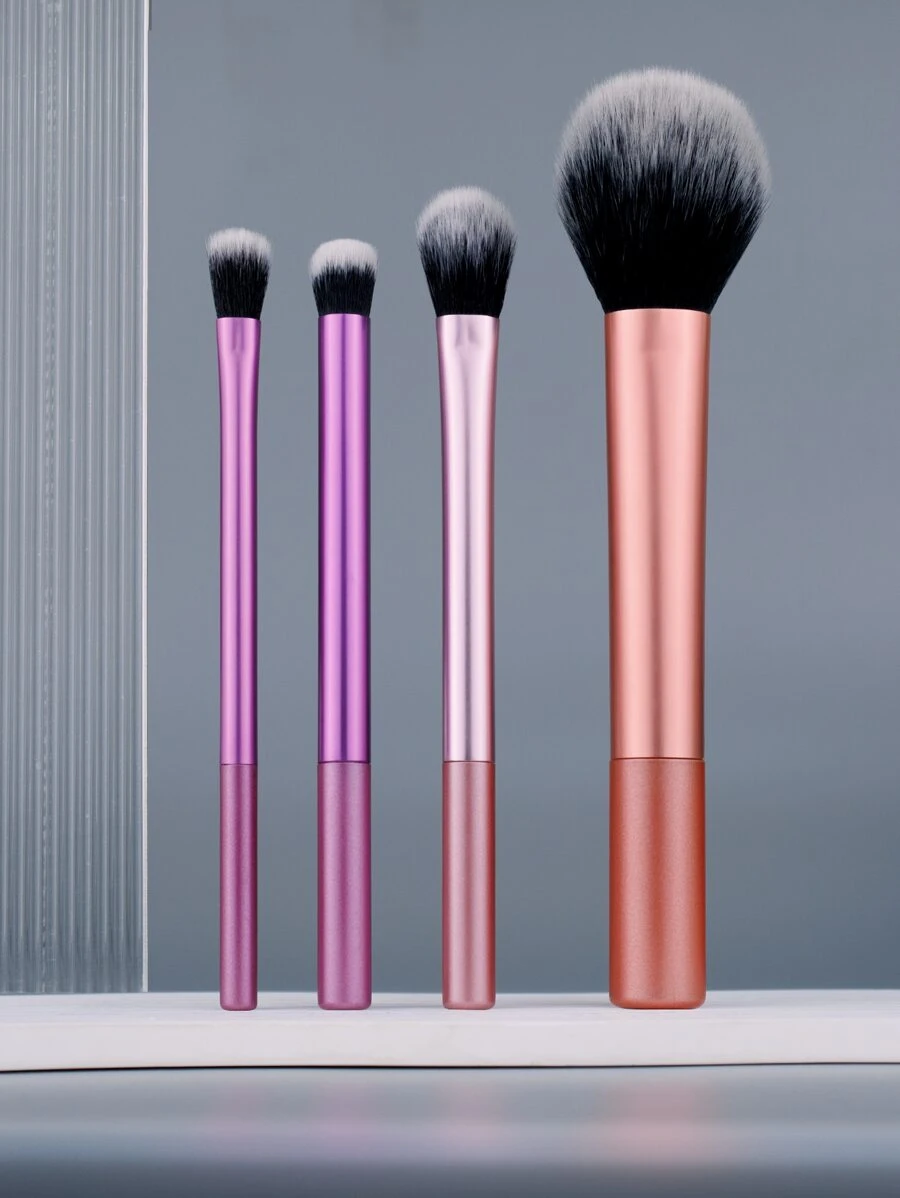 4支/套多色火焰造型化妆刷，适用于散粉、粉底、眼影和遮瑕膏，便携式化妆工具，化妆刷套装，化妆刷套装，化妆刷套装，全套化妆工具，化妆刷套装，化妆刷套装，化妆礼盒套装