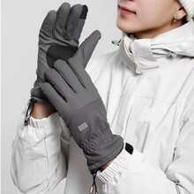 Mùa đông mới Nhiều màu Nam Dày ấm áp Găng tay Đối với Ngoài trời Trượt tuyết , Cưỡi , , Chống gió , Chống cảm lạnh , Chống trượt , Đi bộ du lịch , Không thấm nước - Xám - Xem 3
