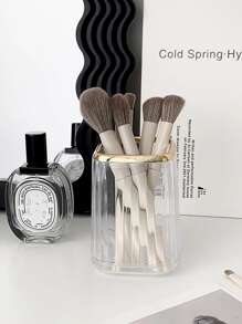 1入組透明白色化妝刷儲物筒，豪華梳妝台桌面收納盒，適用於化妝品、口紅 - 白色 - 查看 4