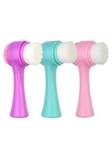 Kit Skin Care 2 Em 1 Limpeza Facial Escova de Limpeza Mais Faixa De Cabelo Laços Cores Sortidas - Multicolorido - Visão 9