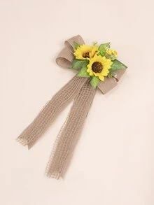 1pc Yellow Artificial Sunflower Chair Back Flower, Perfect For Outdoor Wedding And Party Decoration - Yellow - View 5