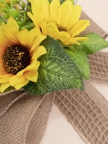 1pc Yellow Artificial Sunflower Chair Back Flower, Perfect For Outdoor Wedding And Party Decoration - Yellow - View 7