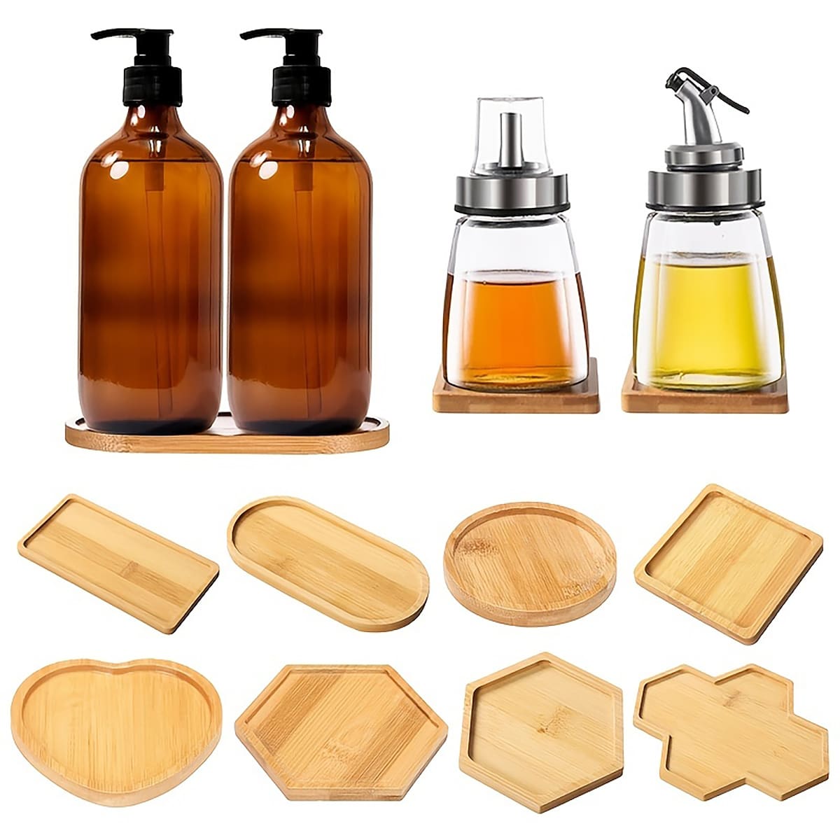 Wooden Soap Dispenser Tray, Dresser Top Bottle Organizer, Circular