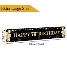 Dienalls Happy 70th Birthday Yard Sign Banner Birthday Decorations Black Gold - Multicolor - View 2
