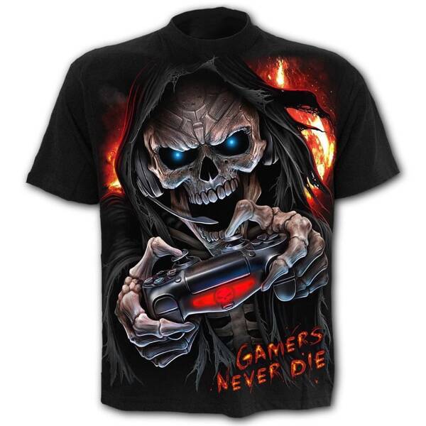 Camiseta masculina manga curta algodão gamer caveira