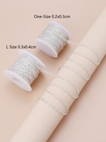 1roll Cable Chain For Making Necklace Bracelet Extensions - Silver - View 4