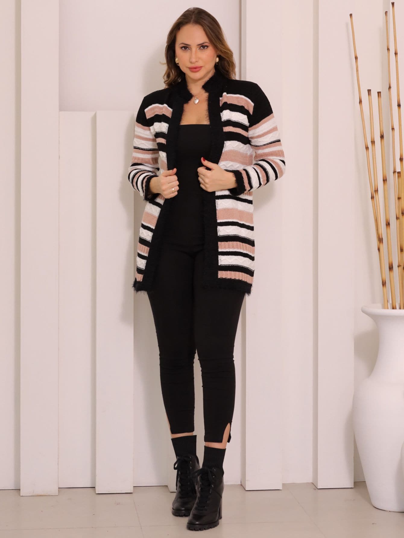 Women Cardigans - 乾枯玫瑰色 - 查看 1