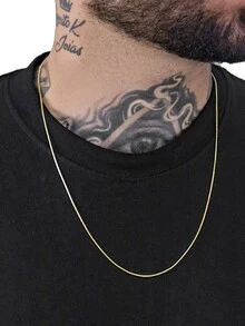 Dezoitok Joias Kit Masculino Corrente + Pulseira Modelo Rabo de Rato Fecho Tradicional 2mm Conjunto Banhado a Ouro