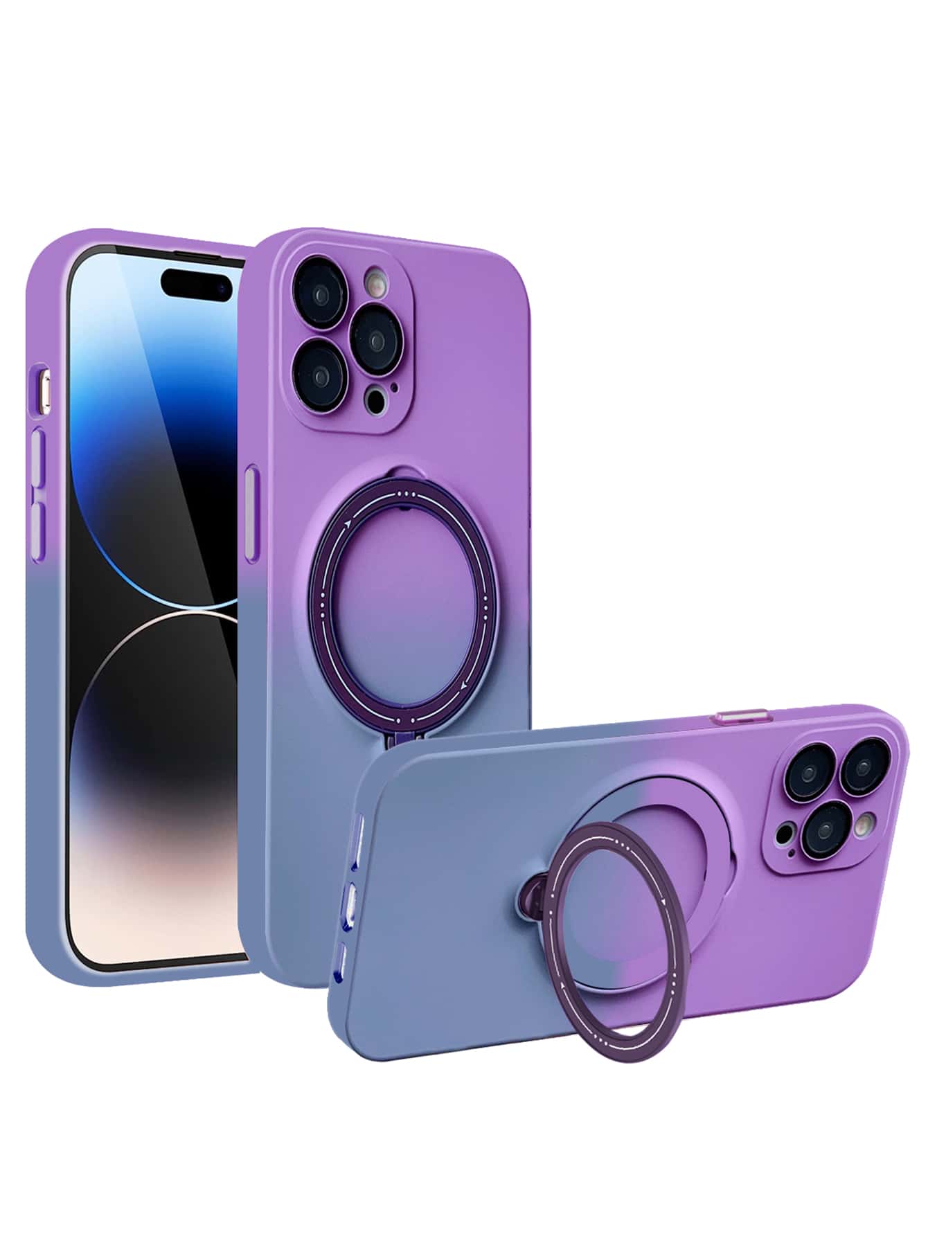Magnetic Phone Case With Ring Holder - deep purple gray - View 1