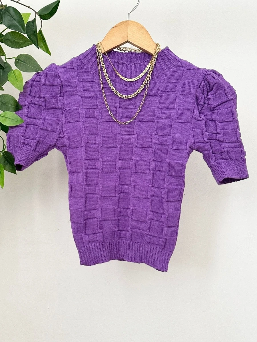 Women Knit Tops - 紫色 - 查看 1