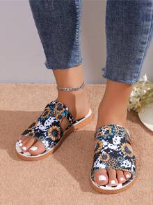 Quý cô Đúng mốt Dép đi trong nhà Hoa In Xu hướng: Cắt giảm Trượt - Nhiều màu - Xem 3