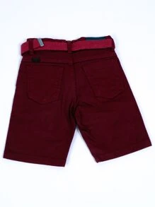 Young Boys Denim Shorts - 酒紅色 - 查看 2
