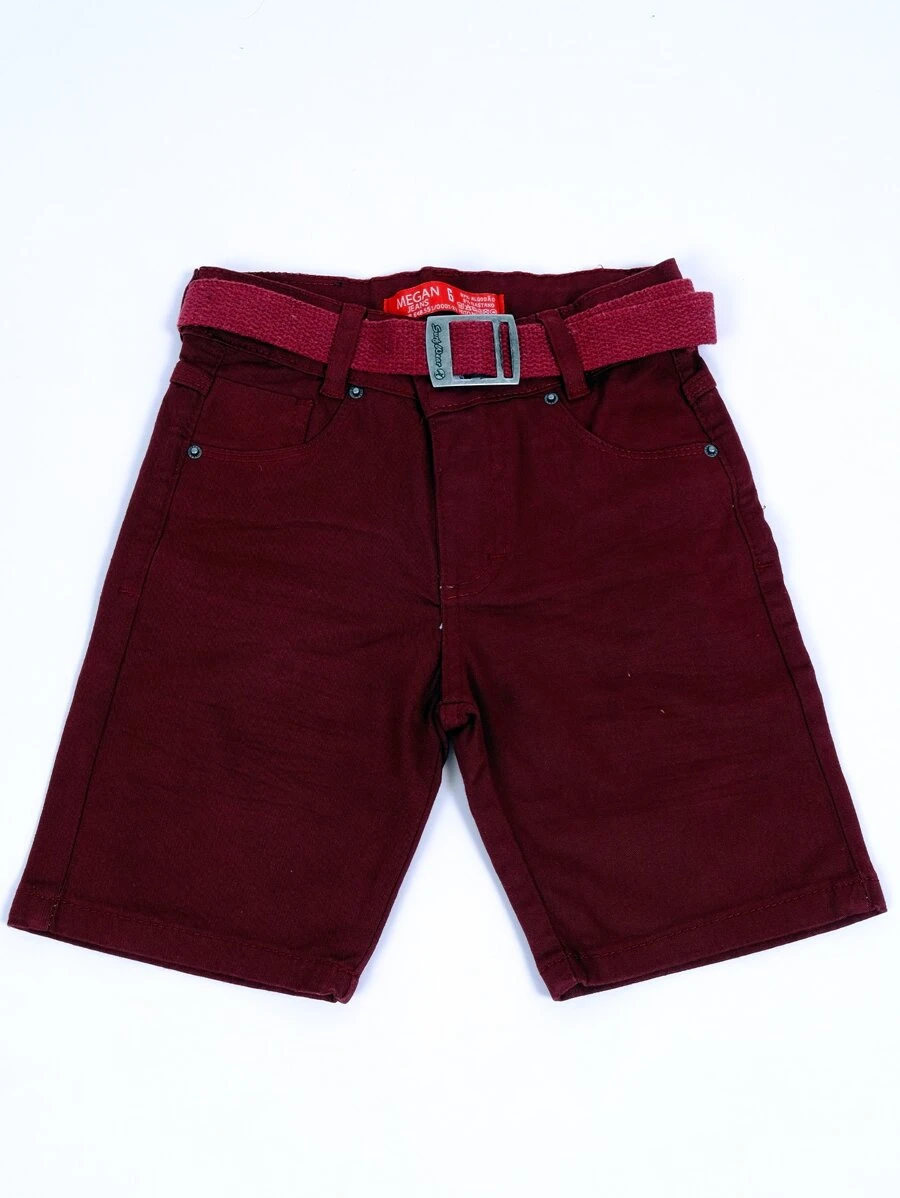 Young Boys Denim Shorts - 酒紅色 - 查看 1