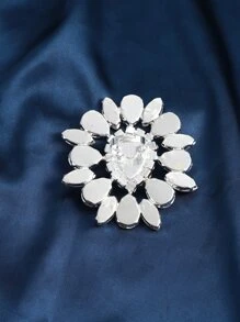 Ins透明鑽石亞克力大圓石開口戒指裝飾女性水晶大圓圈可調節指環珠寶 - 銀色 - 查看 5