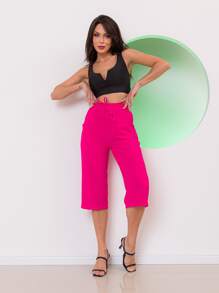 Women Pants - 玫紅色 - 查看 1