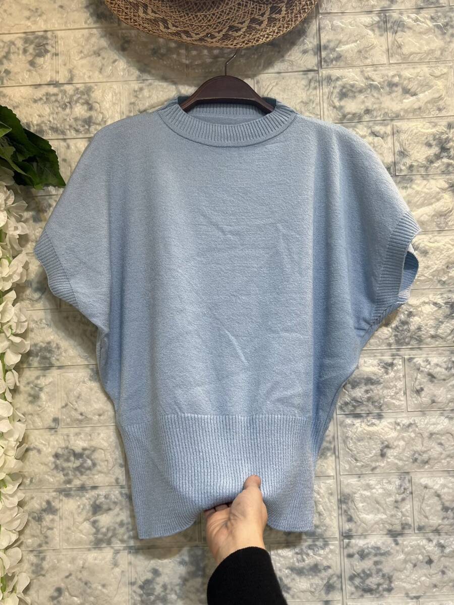 Women Knit Tops - Baby Blue - View 1