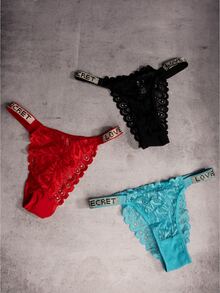 Bragas Tangas Sexys para mujer con diamantes de imitación | Tangas Sexys y Cómodas - Rojo - Ver 4