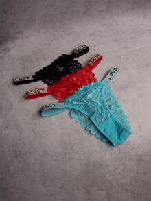 Bragas Tangas Sexys para mujer con diamantes de imitación | Tangas Sexys y Cómodas - Rojo - Ver 5