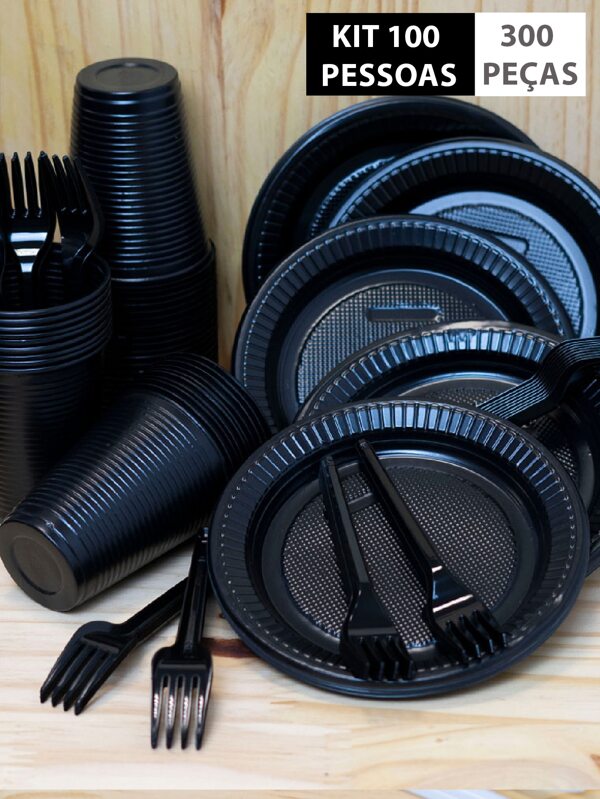 Kit copo prato e talher 100 Pessoas 300 Peças