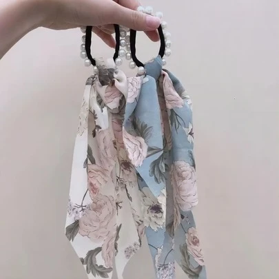 2 Peças Lenço De Cabelo Estampa Floral. Cores Aleatório