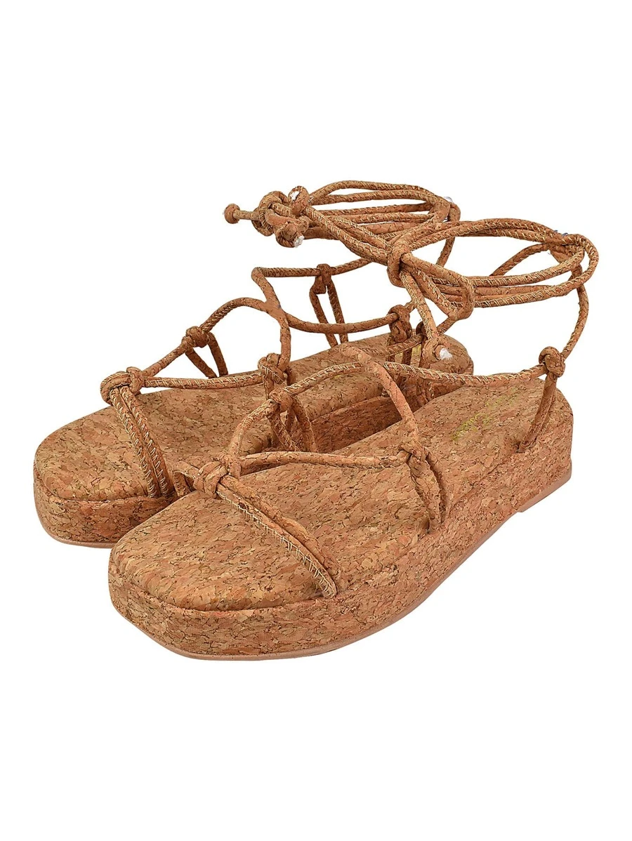 Women Flat Sandals - 米色 - 查看 1