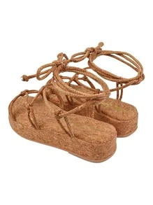 Women Flat Sandals - 米色 - 查看 2