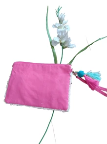 Bolsa de manta bordada de colores - Rosa Pálido - Ver 2