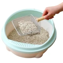 Pala De Metal, Para Arenero De Gato, Regillas De Acero  Inoxidable  y Agarradera De  Madera Pala Para Las S De Gato - Plateado - Ver 1