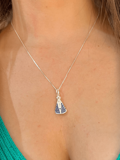 Colar Nossa Senhora Zirconia Prata 925 Legitima