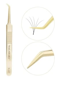 Pinzas para extensiones de pestañas nagaraaku n07 volumen y megavolumen - Dorado - Ver 1