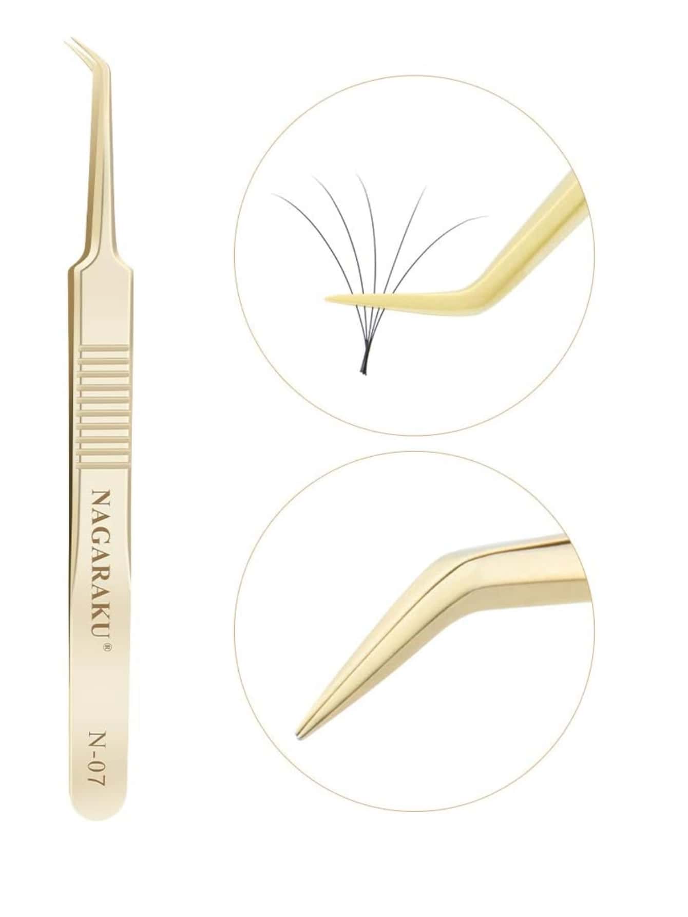 Pinzas para extensiones de pestañas nagaraaku n07 volumen y megavolumen - Dorado - Ver 1
