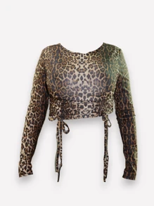 Top Animal Print Con Fruncido Ajustable - Multicolor - Ver 2