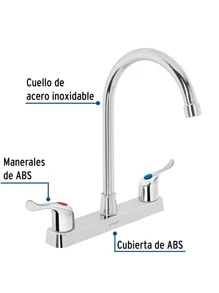 8" High Neck Plastic Sink Mixer, Lever 48194 - 銀色 - 查看 2