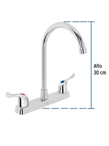 8" High Neck Plastic Sink Mixer, Lever 48194 - 銀色 - 查看 3