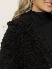 Women Faux Fur Coats - Black - View 3
